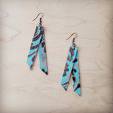 Leather Rectangle Turquoise Earrings