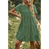 Supreme Fashion - Floral Dot Ruffle Loss Fit Babydoll Dress: BLACK / M
