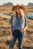 Frayed Trim Denim Top
