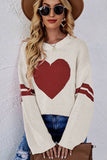 Lily Clothing - WOMEN OVERSIZED HEART PRINTING RIBBED PULLOVER_CWOSWL0323: APRICOT / (XL) 1