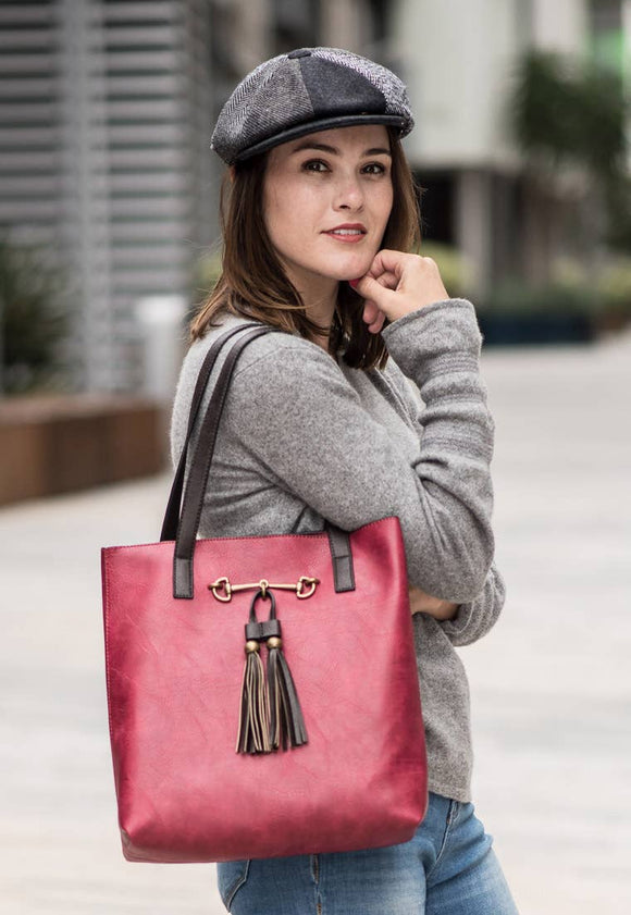 Jane 3272 two in one tote: Burgundy / Vegan leather / Two in one tote