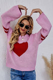 Lily Clothing - WOMEN OVERSIZED HEART PRINTING RIBBED PULLOVER_CWOSWL0323: APRICOT / (XL) 1