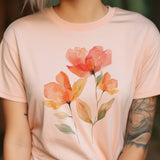 Par.tees by Party On! - Watercolor Spring Peach Floral Summer Flower Graphic Tee 19: Cream / Xlarge
