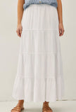 Be Cool  - 4 Tiered White Maxi Skirt