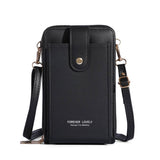 Wholesalesir - Solid Color Three-layer Single Shoulder Wallet: Black / Medium