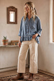 Sewn and Seen - Mineral Washed Tencel Ruffle Hem Shirt