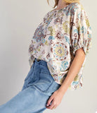 Vintage Floral Print Dolman Top