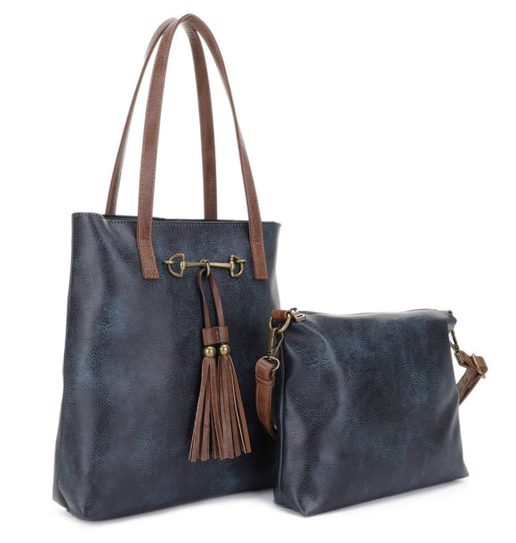 Liz Soto Handbags - Jane 3272 two in one tote: Indigo / Vegan leather / Two in one tote