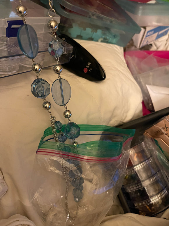 +Light teal glass Set necklace