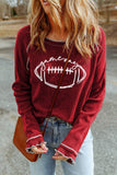 Game Day Rugby  Thermal Red Knit Top