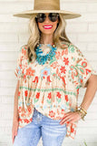 VINTAGE PRINTED SHORT-SLEEVED CHIFFON TOP: APRICOT