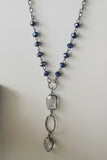Indigo Blue Beaded Necklace With Dangly Charm