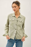 Lightweight Linen Blend Buttoned Jacket - Be Cool