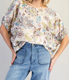 Vintage Floral Print Dolman Top