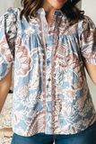Floral Print Scalloped Button Down Shirt