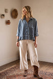 Sewn and Seen - Mineral Washed Tencel Ruffle Hem Shirt