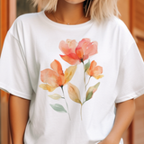Par.tees by Party On! - Watercolor Spring Peach Floral Summer Flower Graphic Tee 19: Cream / Xlarge