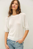 Be Cool White Ribbed Knit Sweater Tee