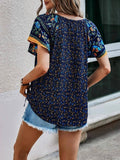 Boho Printed V Neck Red Top