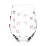Pink Bow Stemless Glass