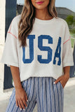 Aapparella - USA Graphic Half Sleeve Ribbed Top | S-XL Plus 1X-4X