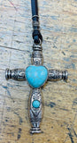 Turquoise Heart Cross Necklace
