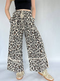 Cheetah Print Wide Leg Pants with lace