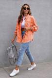 Lily Clothing - Old solid color denim coat with lapel and ripped raw edge: Orange / (M) 1
