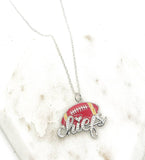 Silver Chiefs Bling Statement Charm Necklace KC Kansas City