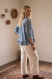 Sewn and Seen - Mineral Washed Tencel Ruffle Hem Shirt