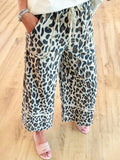 Cheetah Print Wide Leg Pants with lace
