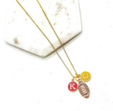Red Yellow KC Football Charm Chiefs Kansas City Necklace