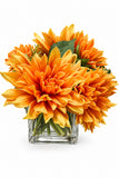 Orange Dahila Silk Flowers Vase