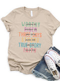 Tickled Teal - Worthy Risen Three Days Graphic Tee: White / Large