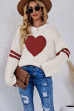 Lily Clothing - WOMEN OVERSIZED HEART PRINTING RIBBED PULLOVER_CWOSWL0323: APRICOT / (XL) 1