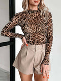 Mesh Leopard Print Top - Plus