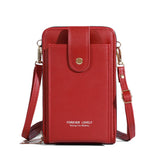 Wholesalesir - Solid Color Three-layer Single Shoulder Wallet: Red / Medium