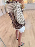Last One - Leopard & Striped Patchwork Top - Plus