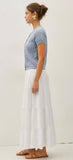 Be Cool  - 4 Tiered White Maxi Skirt
