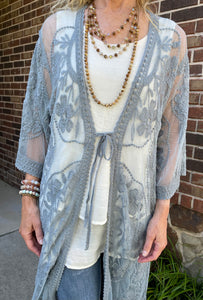 Lace Grey-Blue Cardigan