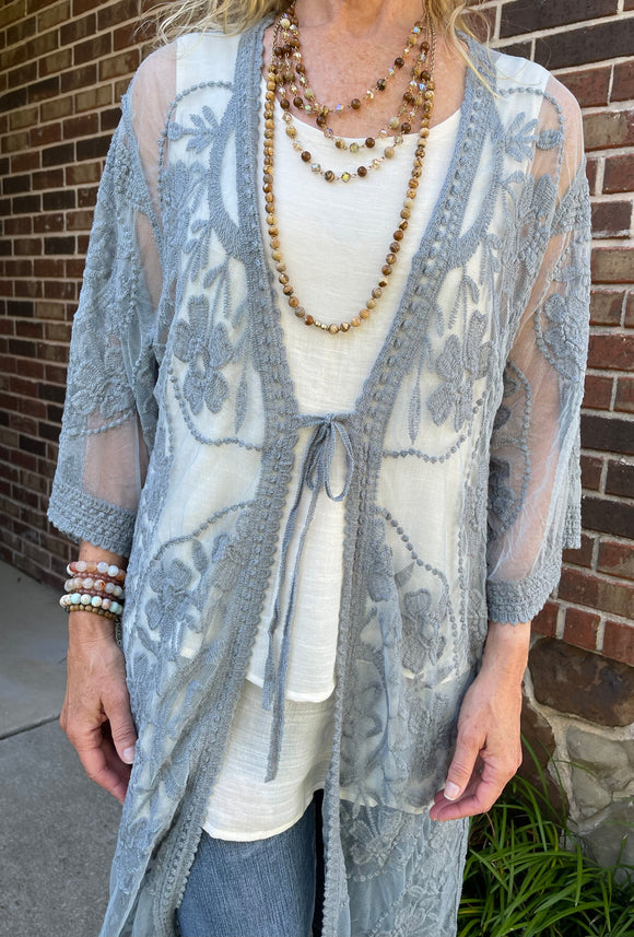 Lace Grey-Blue Cardigan