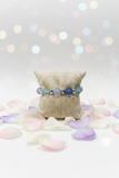 Blue And Gold Beaded Bracelet With Pearl Accent Bead