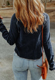 Textured Navy Round Neck Long Sleeve Top