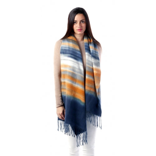 Cashmere Tie Dye Soft Navy & Orange Scarf