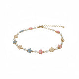 Delicate White, Pink, Blue, Flower Bracelet