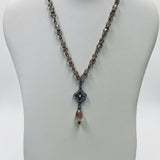Beautiful Soft Pink Crystal Bead Necklace With Beautiful Hanging Teardrop Pendant