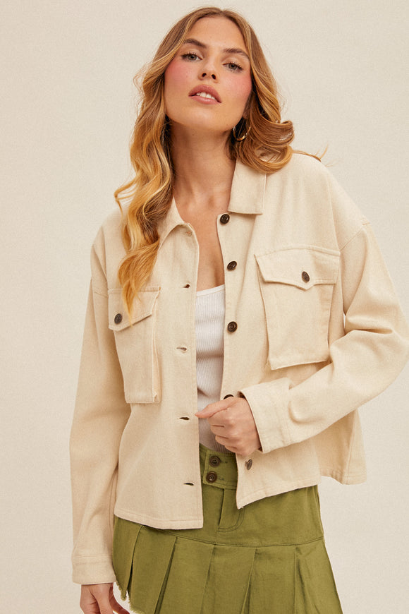 Oatmeal Wash Crop Jacket