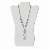 Indigo Blue Beaded Necklace With Dangly Charm