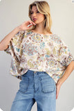 Vintage Floral Print Dolman Top