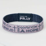 Tap To Pray® Wristband – Symbols of Faith - Taupe